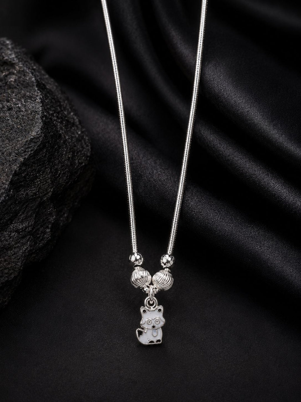 Silver Kitty Charm Chain