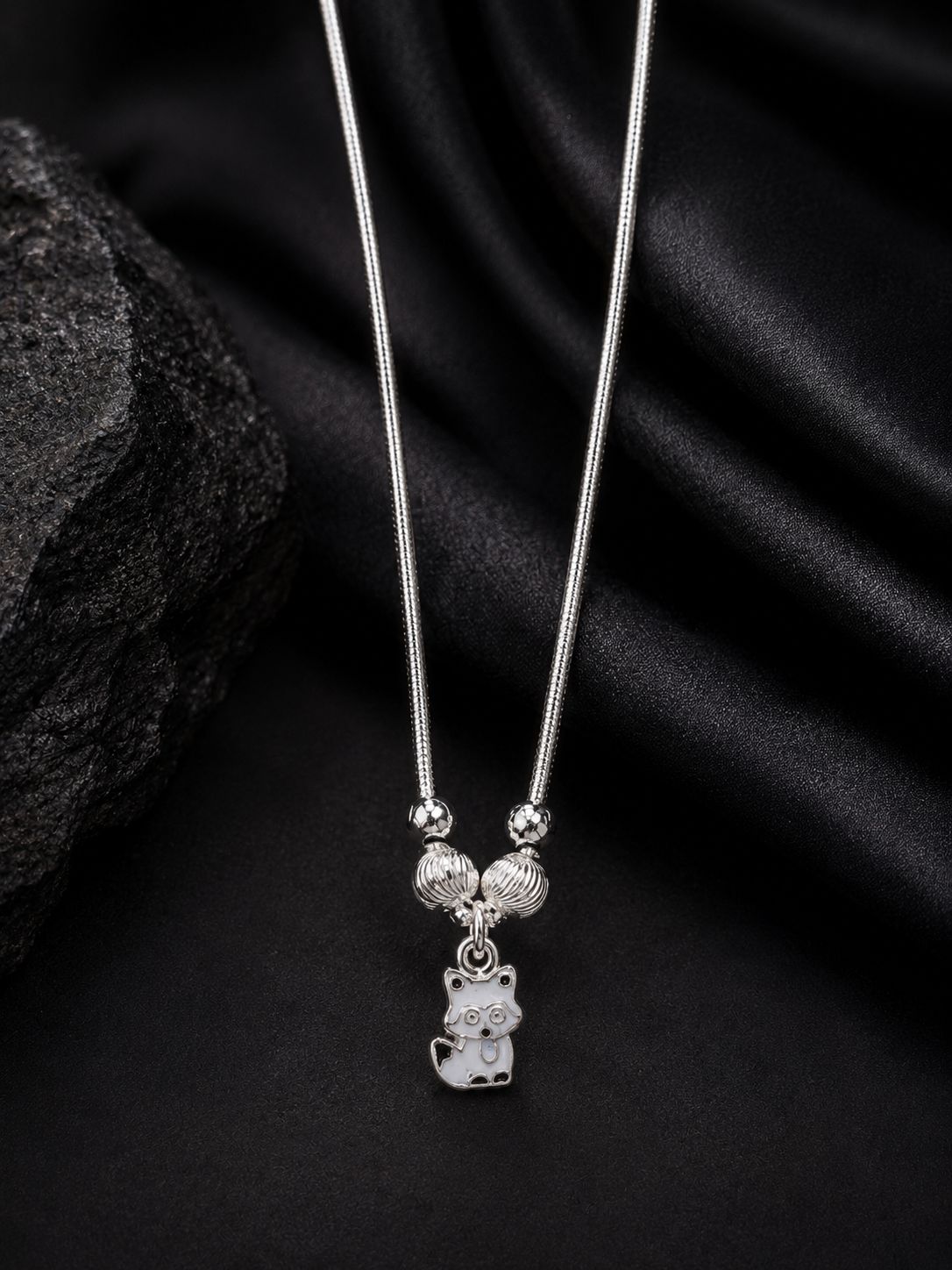 Silver Kitty Charm Chain
