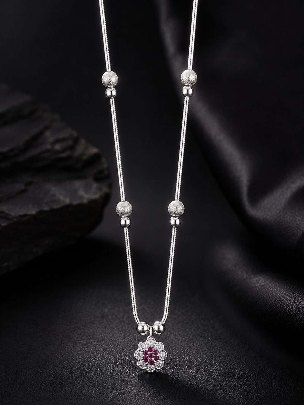 Ruby Bloom Silver Chain