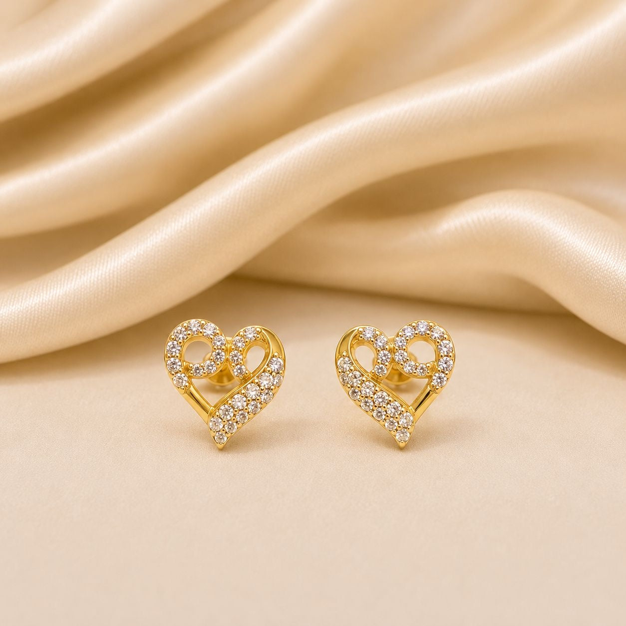 Twin Swirl Heart Earrings