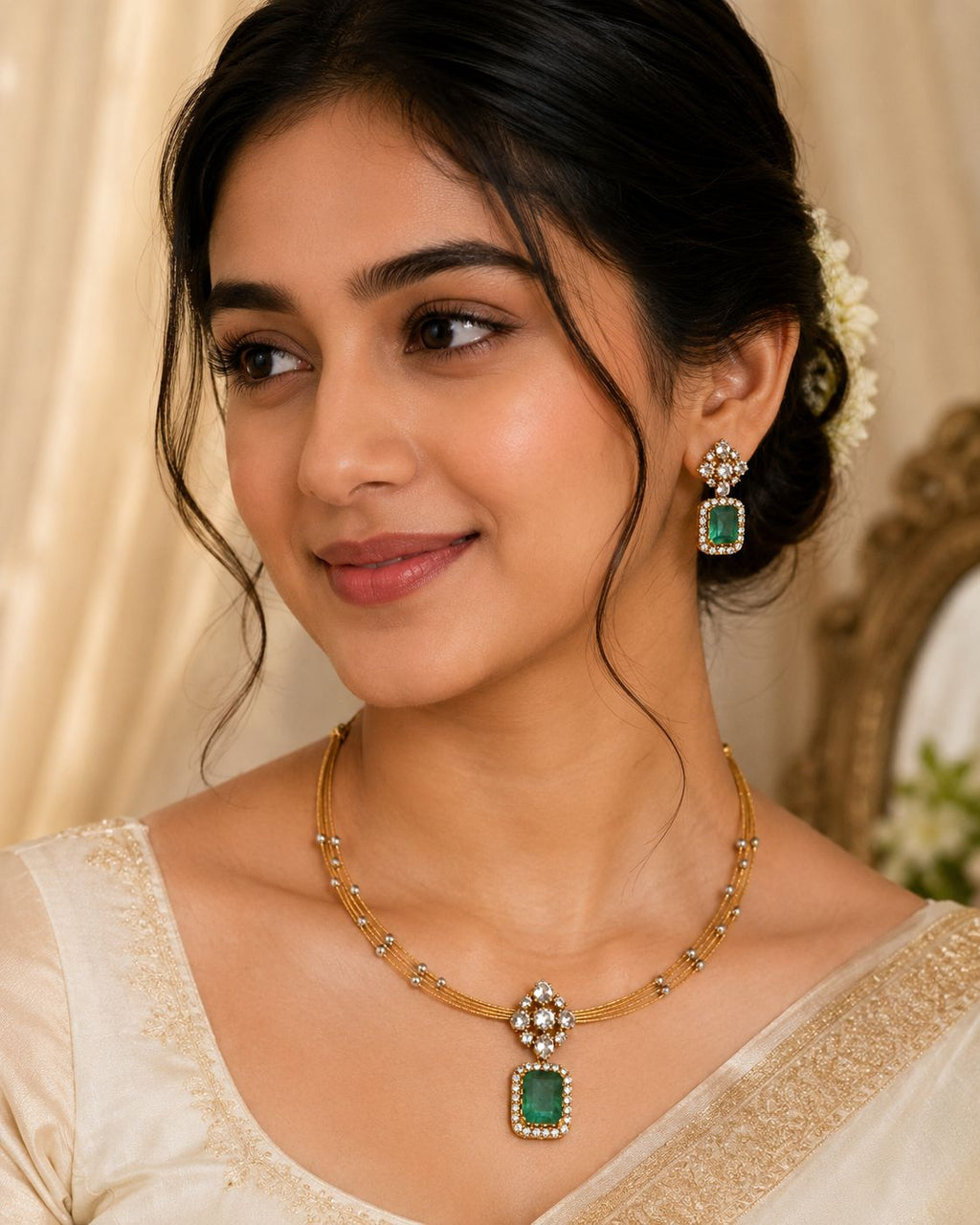 Ethereal Emerald Kanti necklace