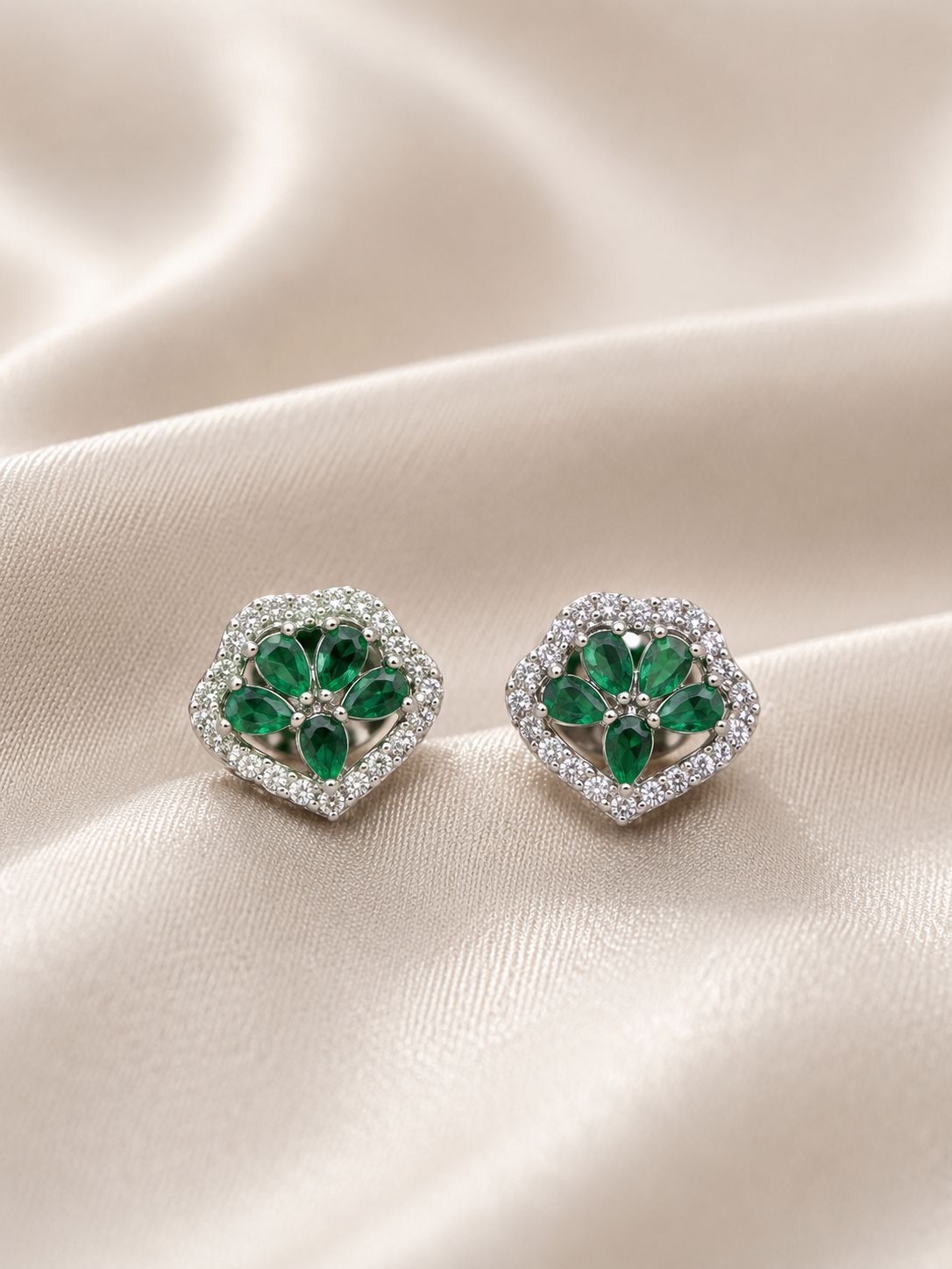 Jade Orchid Clusters Studs
