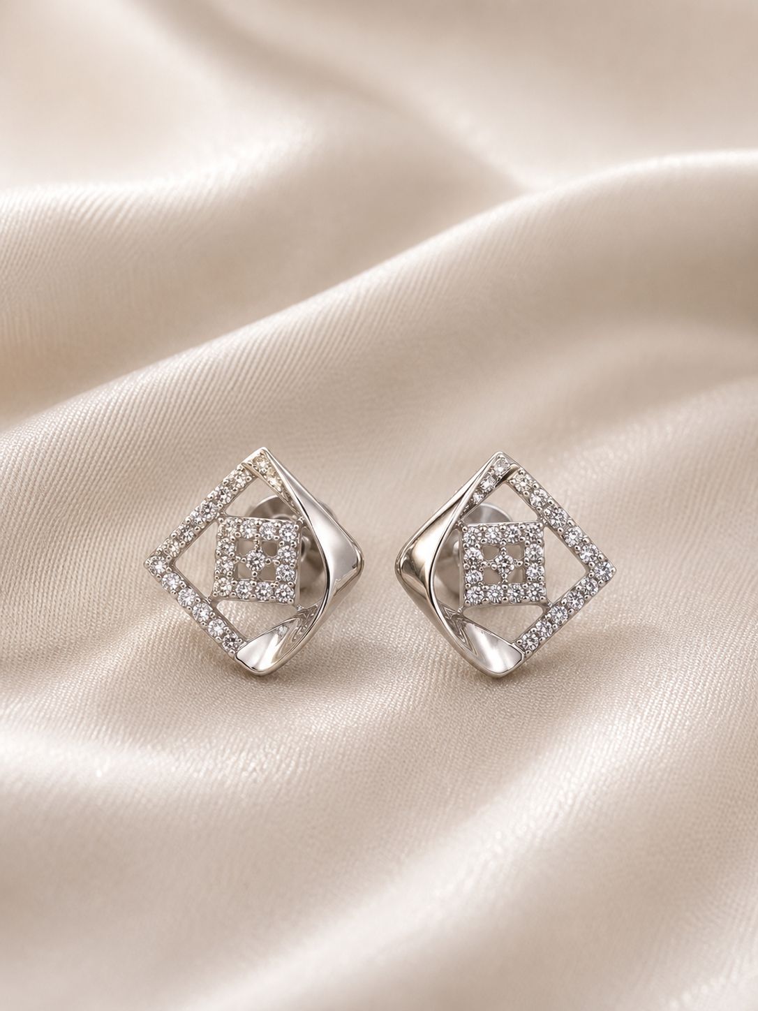 Sparkling Geometric Squares Studs