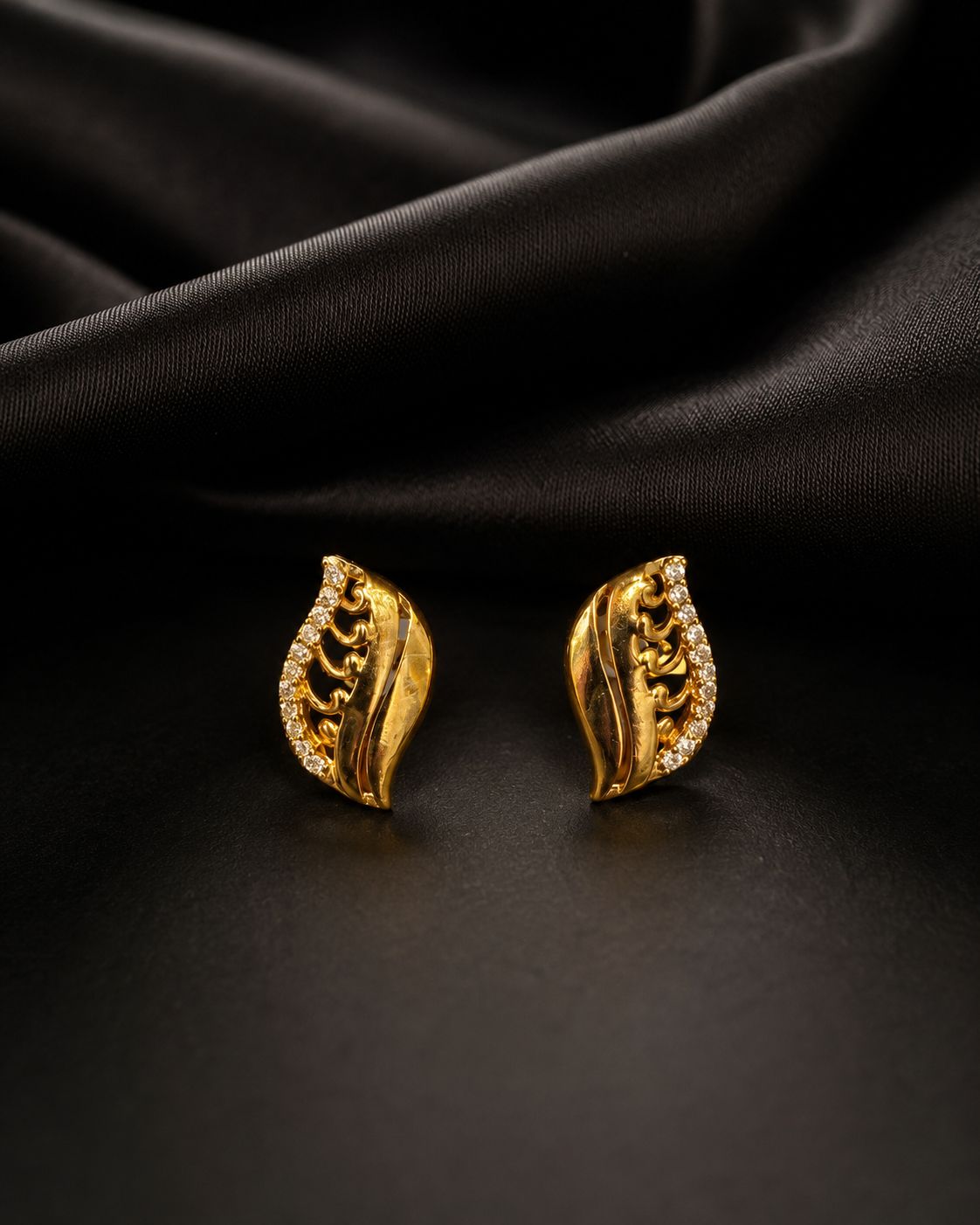 Navya Wave Leaf Studs