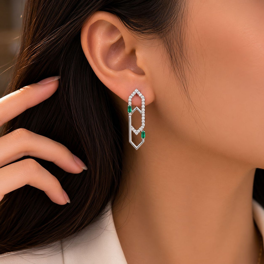 Vertigo Emerald Hex Studs
