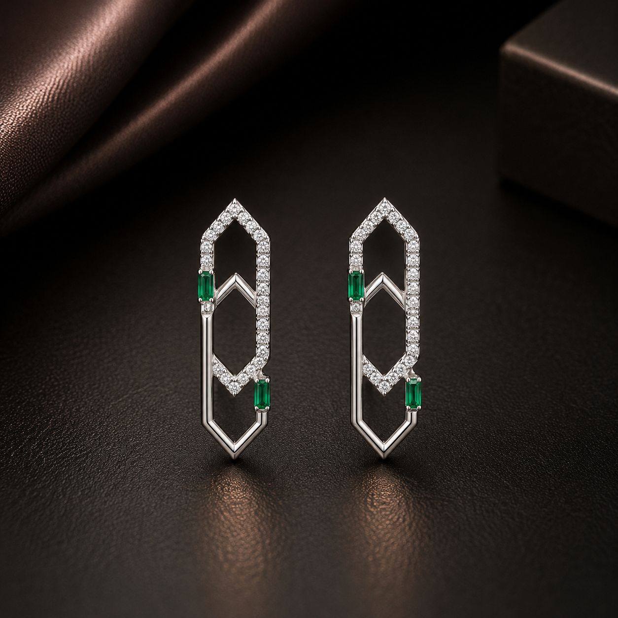 Vertigo Emerald Hex Studs