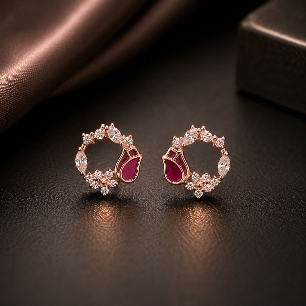 Scarlet Tulip Bloom Studs