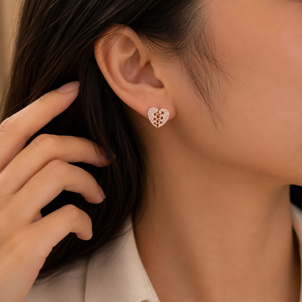 The Tied Heart Pave Studs