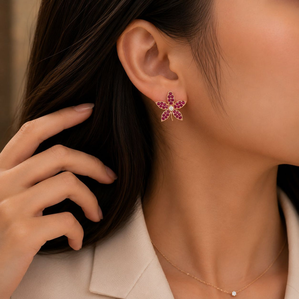 Crimson Orchid Pave Studs