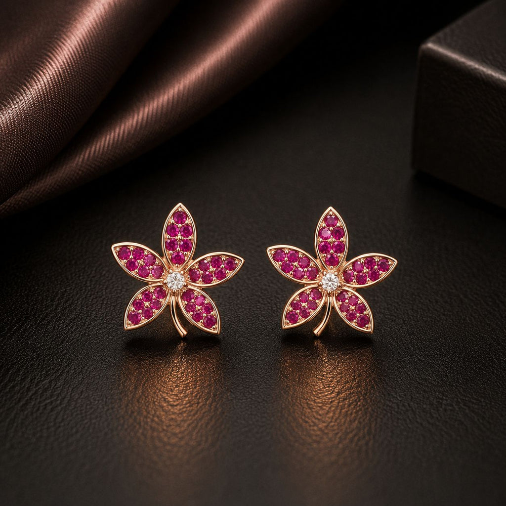 Crimson Orchid Pave Studs