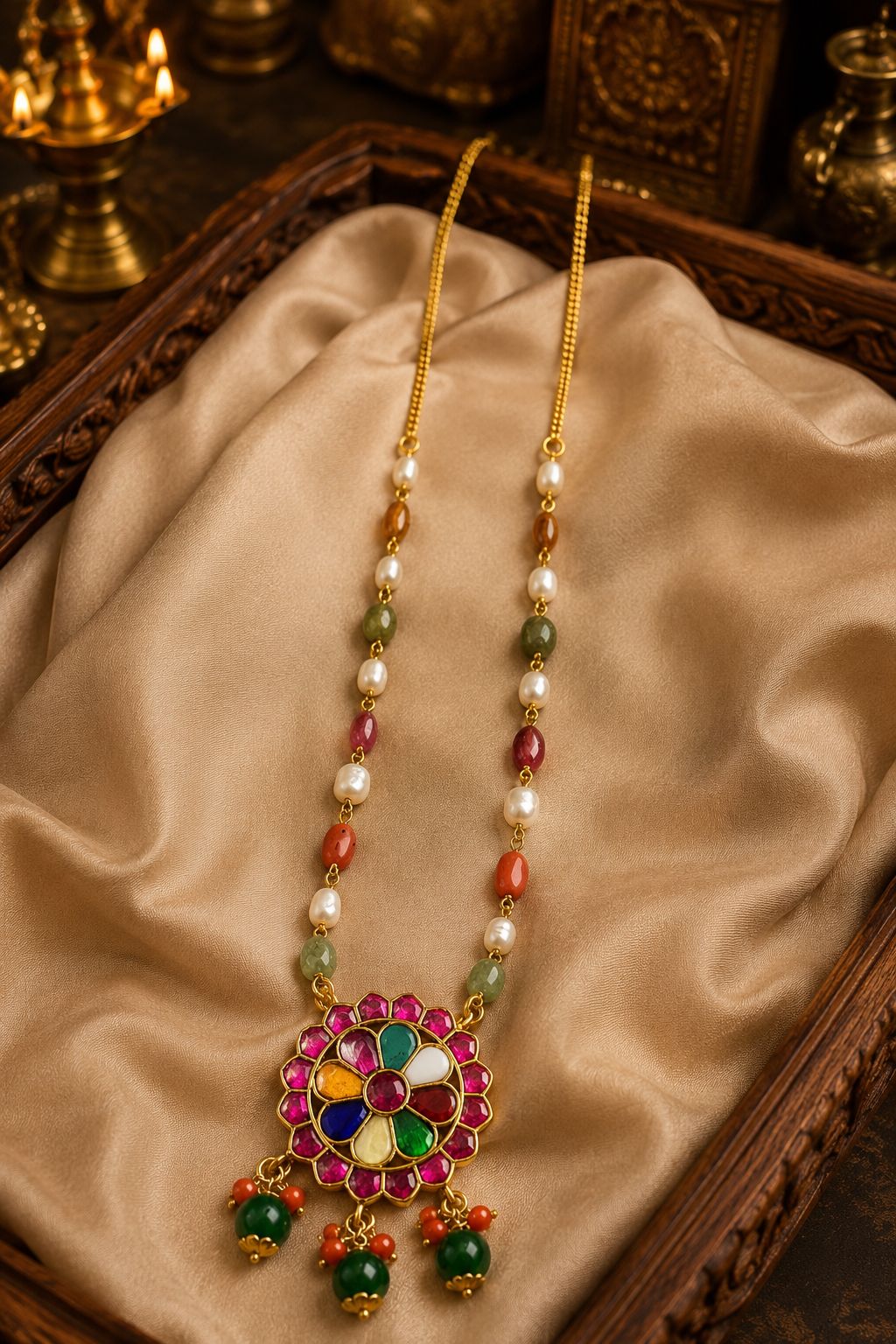Navaratna pendant chain