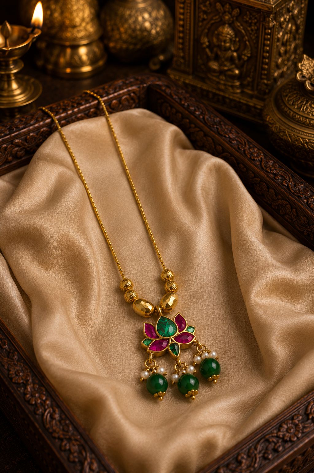 Varnam Blossom Kempu Pendant Chain