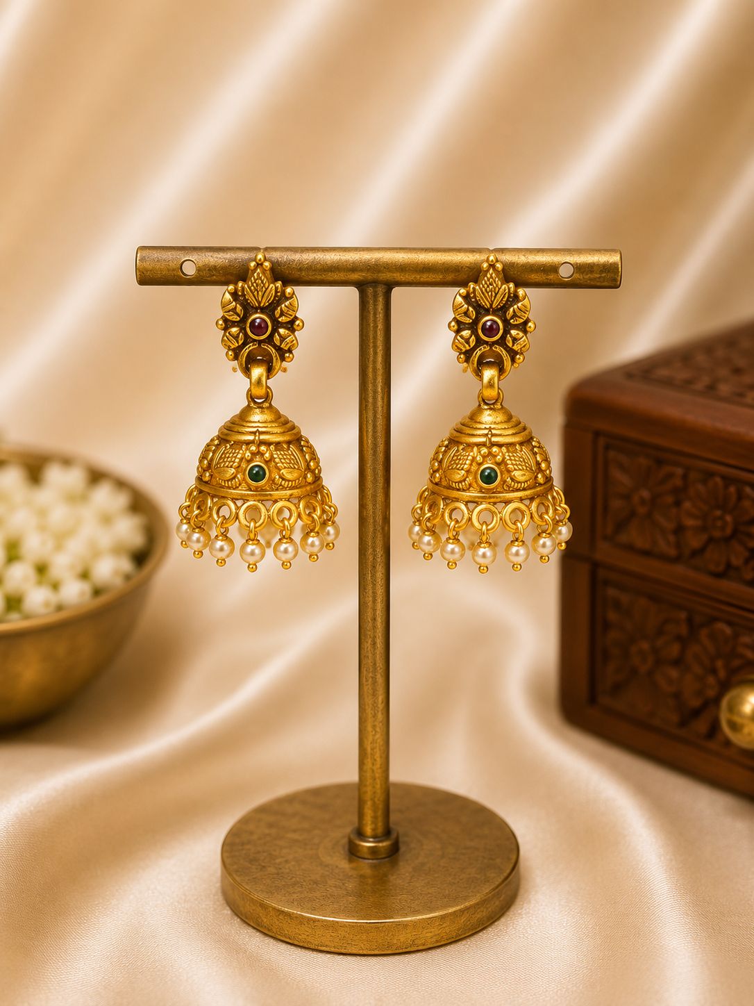 Maragatha Pearl Jhumka