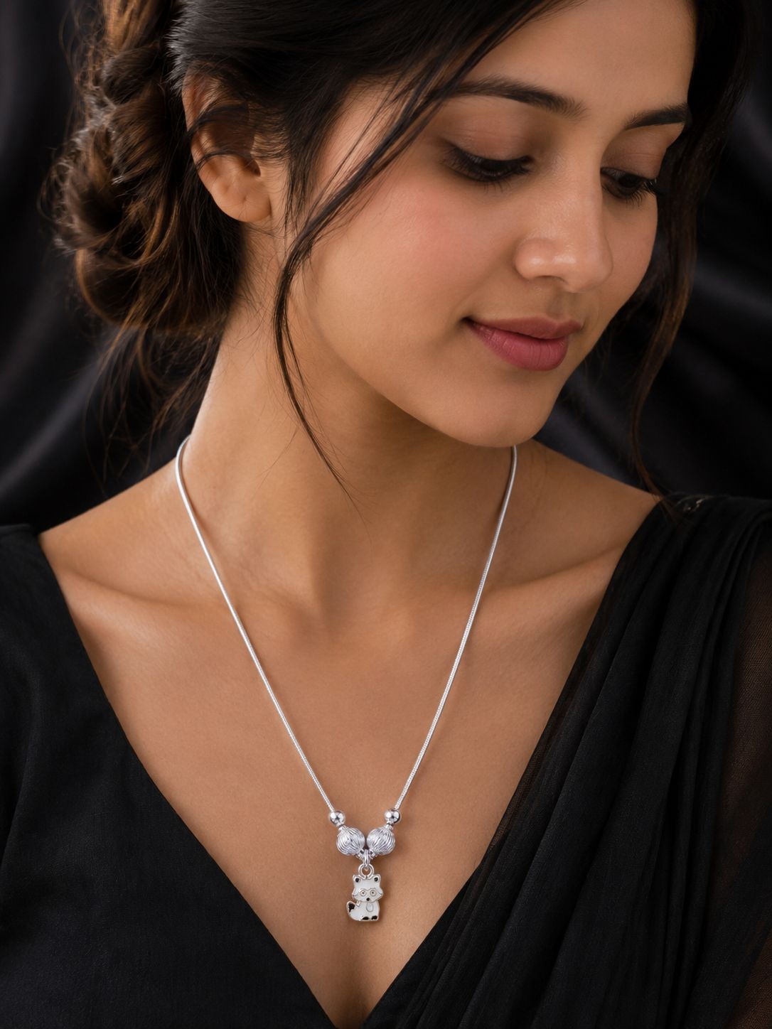Silver Kitty Charm Chain