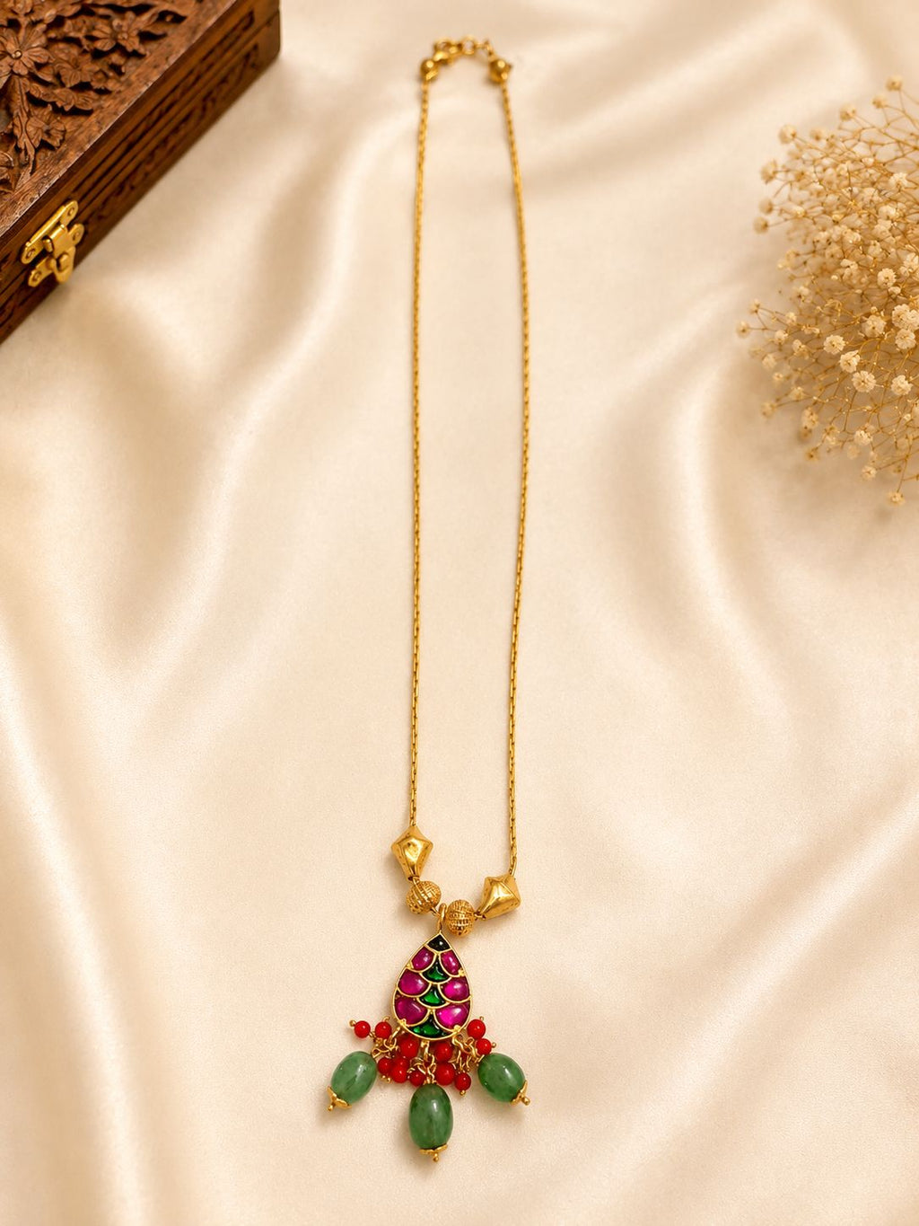 Emerald Ruby Bloom Necklace